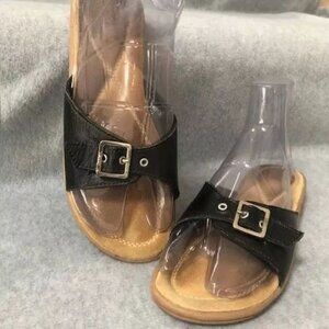 G.H. Bass Sunjuns Trisha Black Leather Comfort Sandals Women's Sz: 7 M Plus FREE